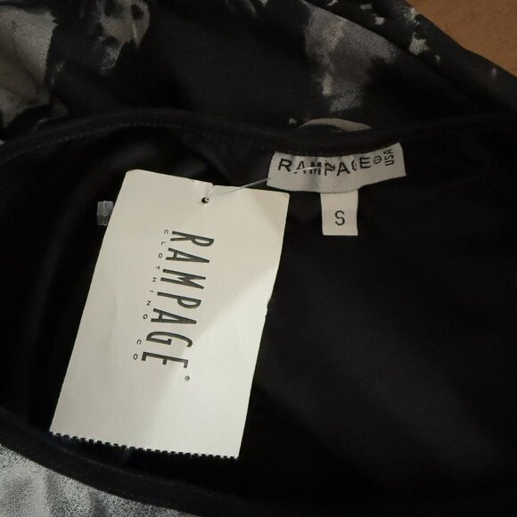 Vintage Y2K 90s Rampage Balinese Screen Print Mesh Skirt Goth Black White S - Picture 3 of 5